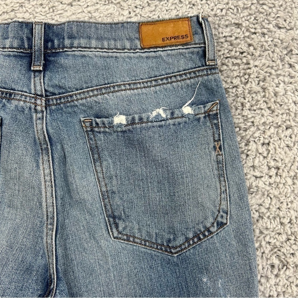 Express Jeans Womens 2 Original Straight Ankle High Rise Distressed 100% Cotton - Picture 4 of 5
